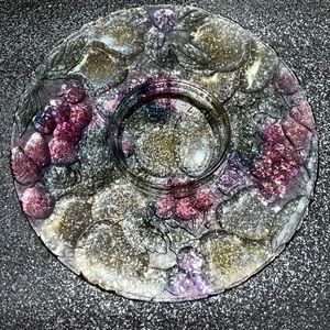 Beautiful Painted Glass Divided Dish Platter 13 inch